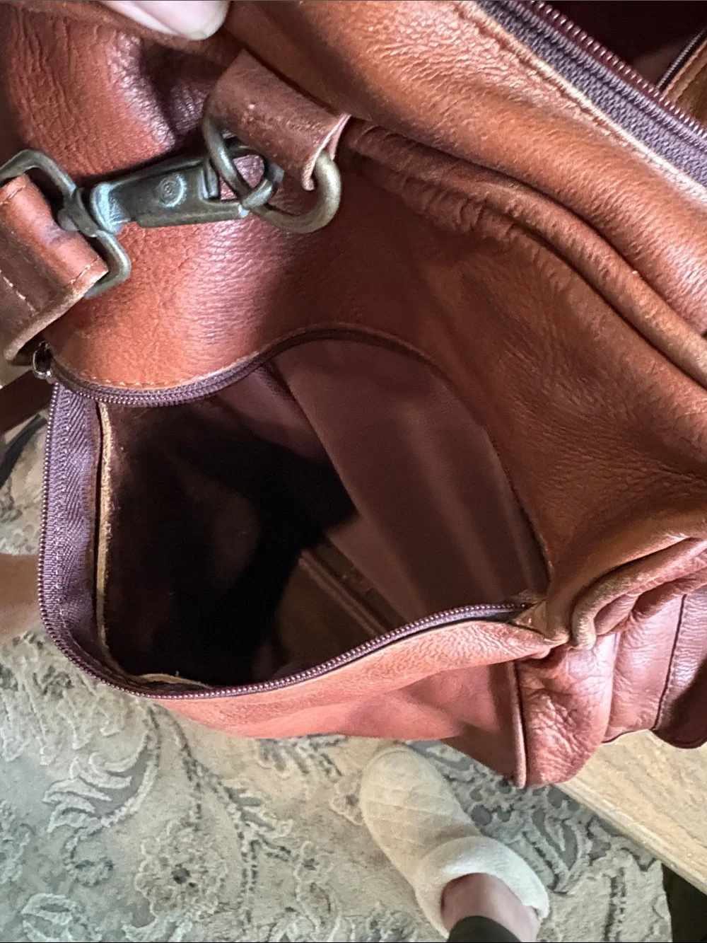 Leather Weekender Duffel Bag - Brown